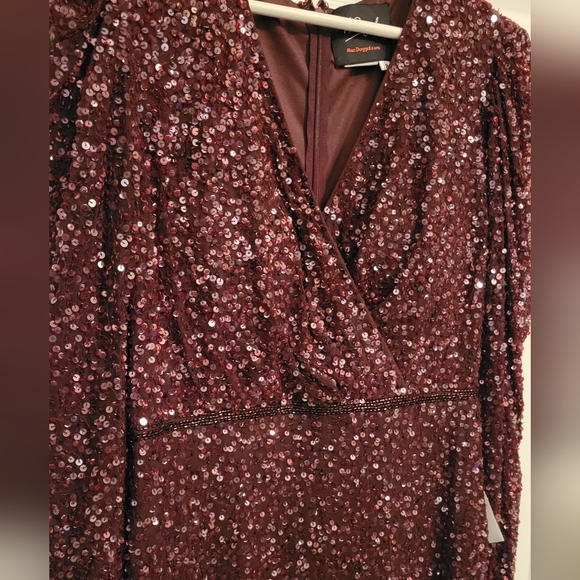 MAC DUGGAL 5510 Sequined Surplice Longsleeve Gown Mahogany Sz 8 NWT - Picture 9 of 10